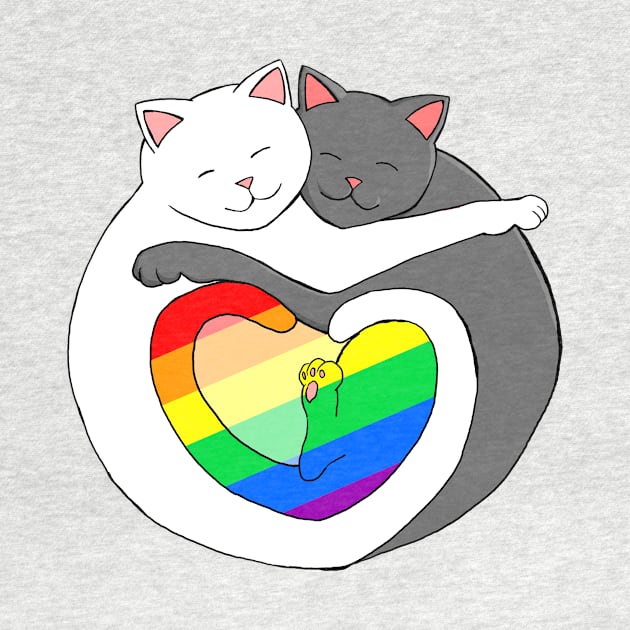 Rainbow Heart Pride Cats cute kittens LGBTQIA by xenotransplant